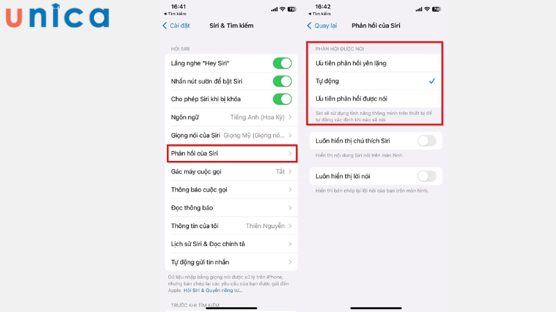 Thay đổi cách thức Siri phản hồi