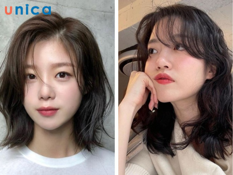 Tóc ngắn ngang vai uốn gợi sóng