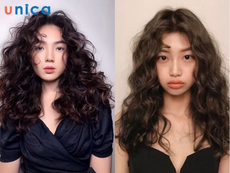 Tóc ngắn ngang vai xoăn hippie