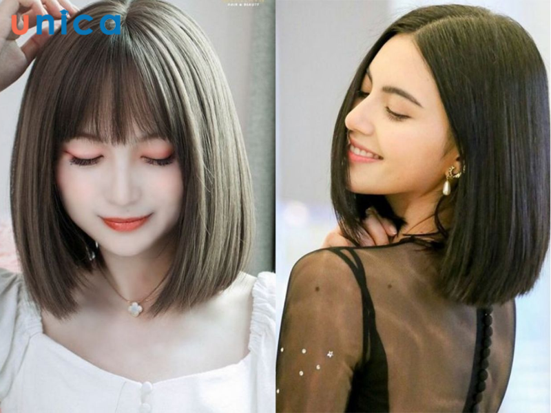 Tóc ngắn ngang vai duỗi thang