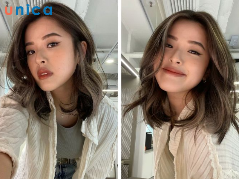 Tóc ngắn ngang vai xoăn nhẹ