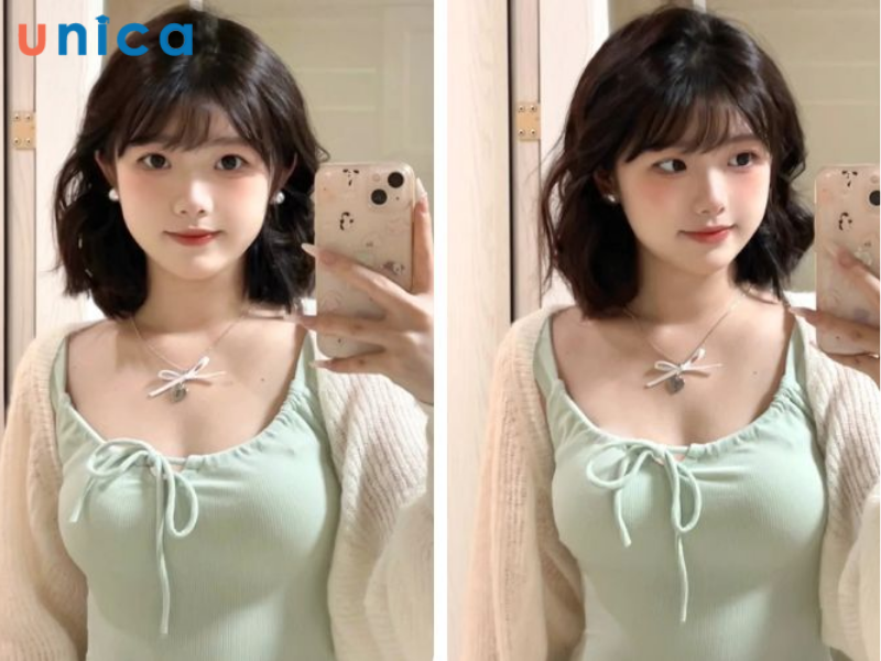 Tóc ngắn ngang vai xoăn sóng nước