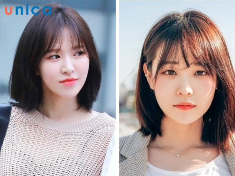 Tóc ngắn ngang vai cho mặt trái xoan