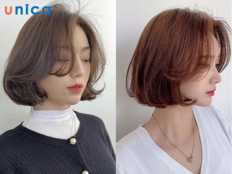 Tóc ngắn uốn cụp cho mặt tròn