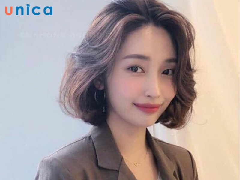 Tóc bob uốn chữ C cho mặt tròn