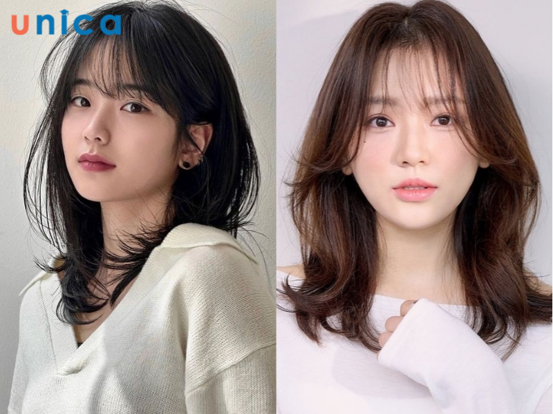 Tóc mái thưa cho mặt tròn