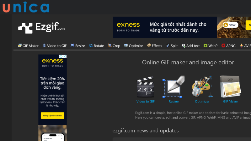 Ezgif.com là website tăng độ phân video online