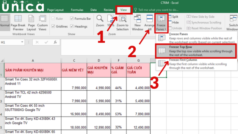 Hướng dẫn cố định hàng trong Excel