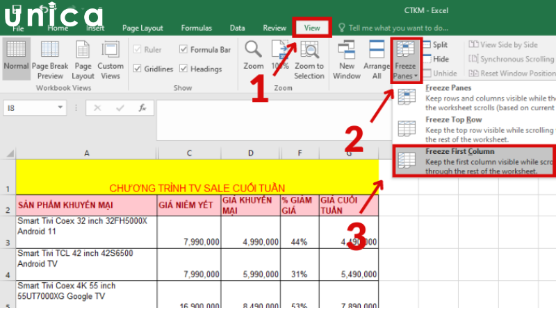 Hướng dẫn cố định cột đầu tiên trong Excel