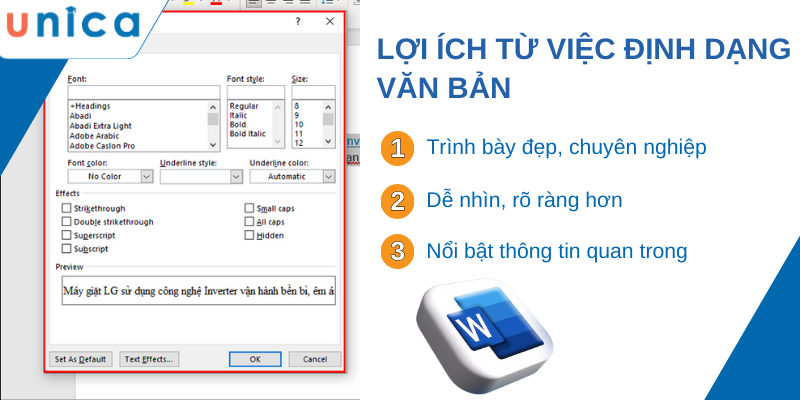 Mục đích định dạng văn bản trong word