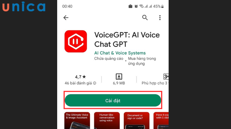 Truy cập vào CH Play để tải ứng dụng Voice GPT xuống 