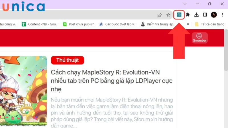 Chọn biểu tượng Perplexity AI trên thanh công cụ