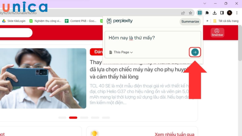 Ấn vào mũi tên để gửi câu hỏi