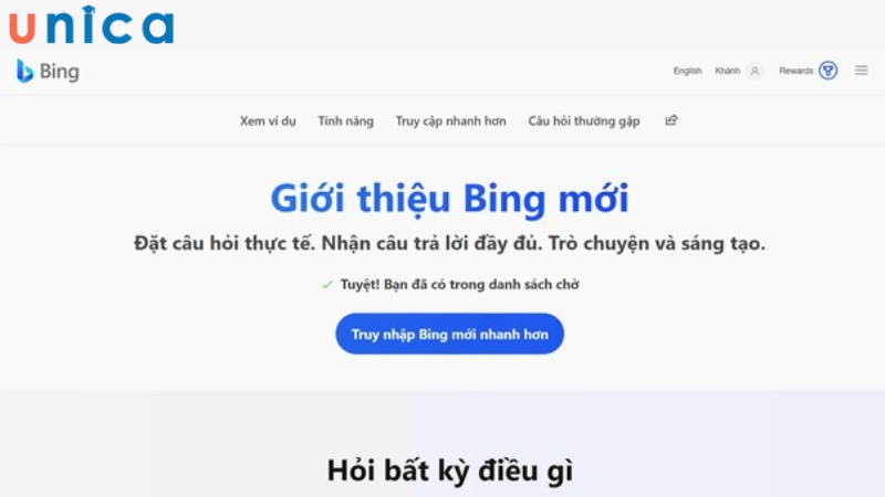 Như vậy là bạn đã cài đặt xong ứng dụng Bing AI