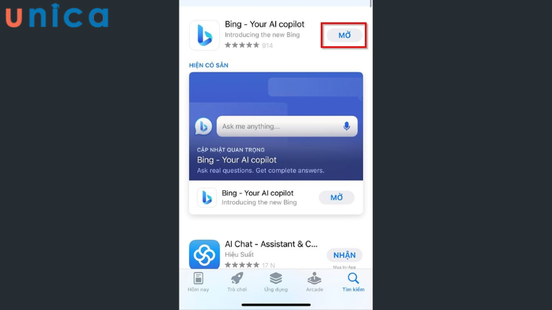 Mở ứng dụng App Store
