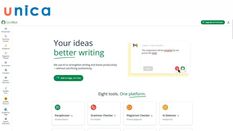 Truy cập vào website của Quillbot