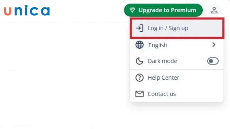 Chọn Log in hoặc Sign up