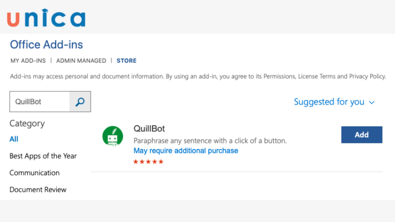Tìm kiếm Quillbot AI để thêm vào