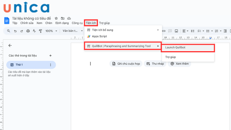 Chọn Launch Quillbot để khởi chạy ứng dụng