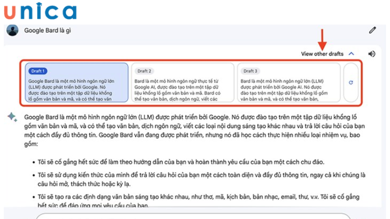 Chọn mục View other drafts để chọn các bản thảo khác nhau