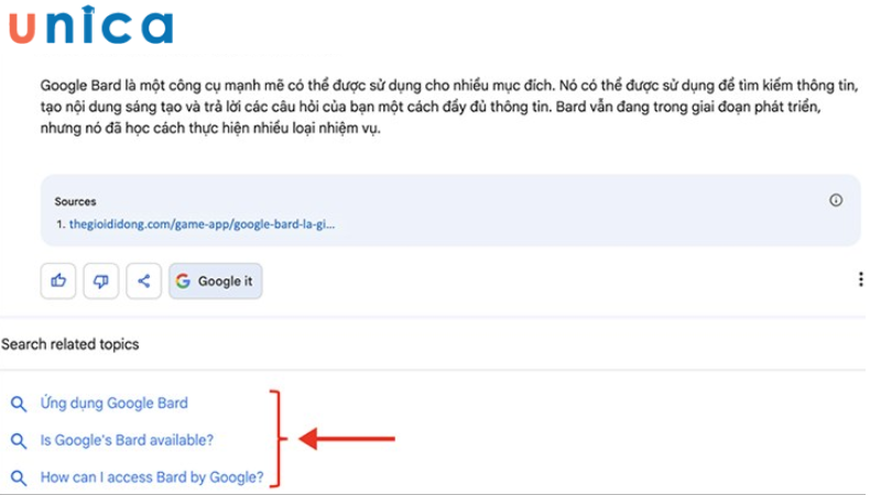 Chọn Google it để xem các chủ đề liên quan đến thông tin 