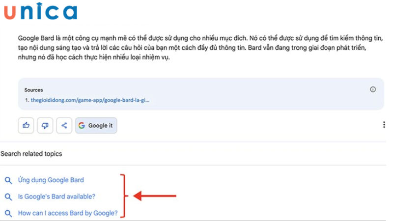 Chọn Google it để xem các chủ đề liên quan đến thông tin