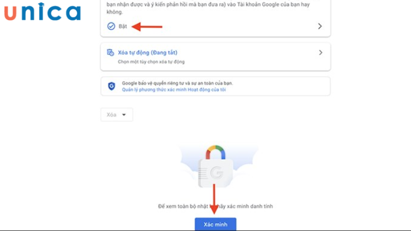 Xác minh tài khoản Google đang sử dụng