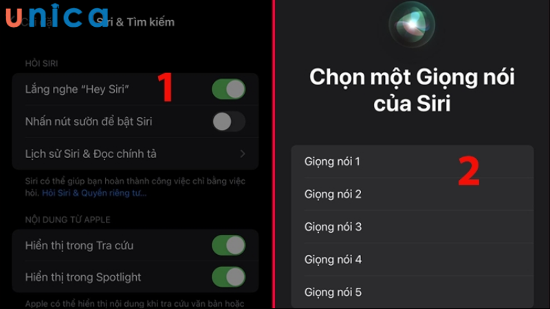 Chọn giọng nói của Siri