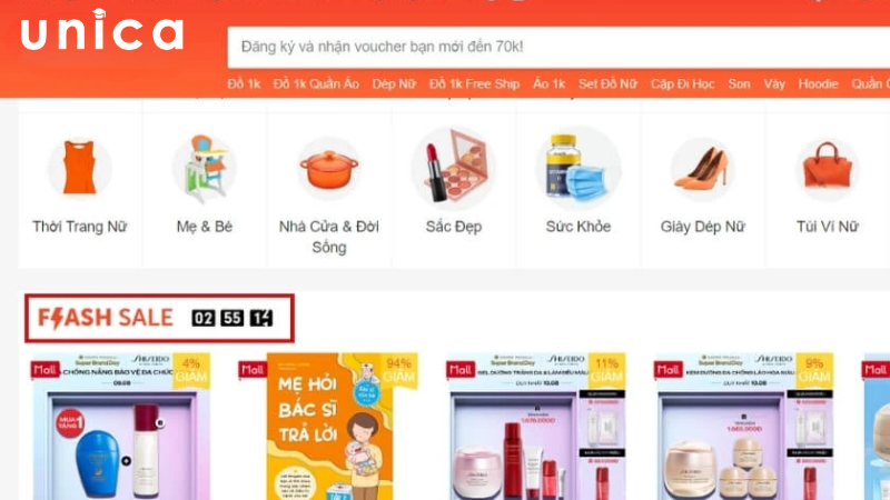 Ấn vào mục Flash để truy cập vào deal 1K trên Shopee