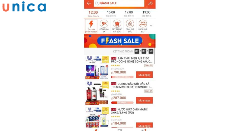 Truy cập vào mục Flash Sale