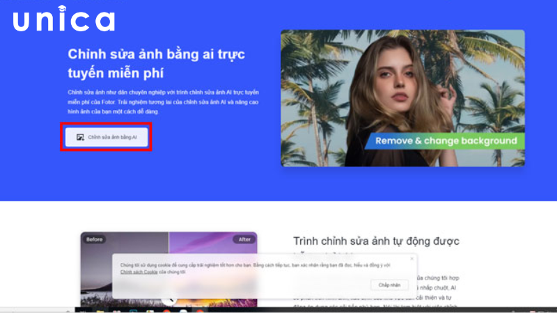 Truy cập vào website trực tuyến của Fotor