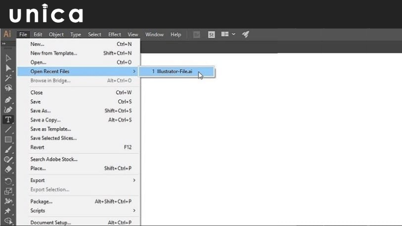 Hướng dẫn khôi phục file Illustrator từ Recent file