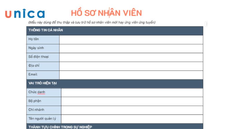 Mẫu hồ sơ nhân sự số 1