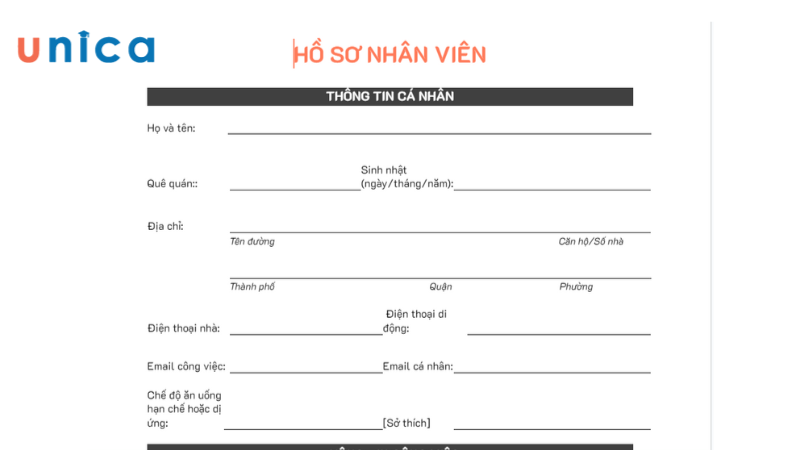 Mẫu hồ sơ nhân sự số 3