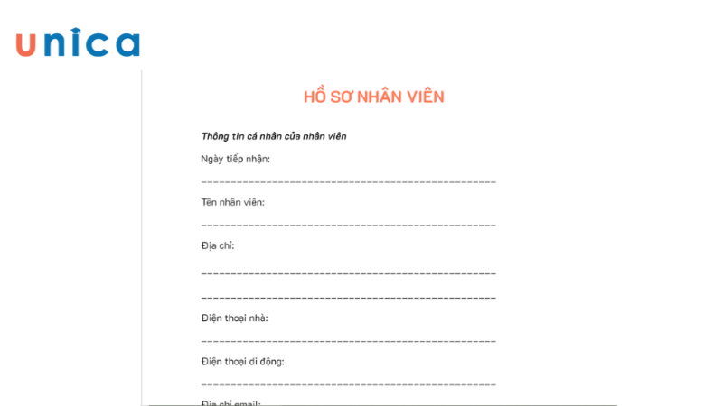 Mẫu hồ sơ nhân sự số 4