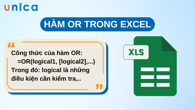 Công thức của hàm OR trong Excel