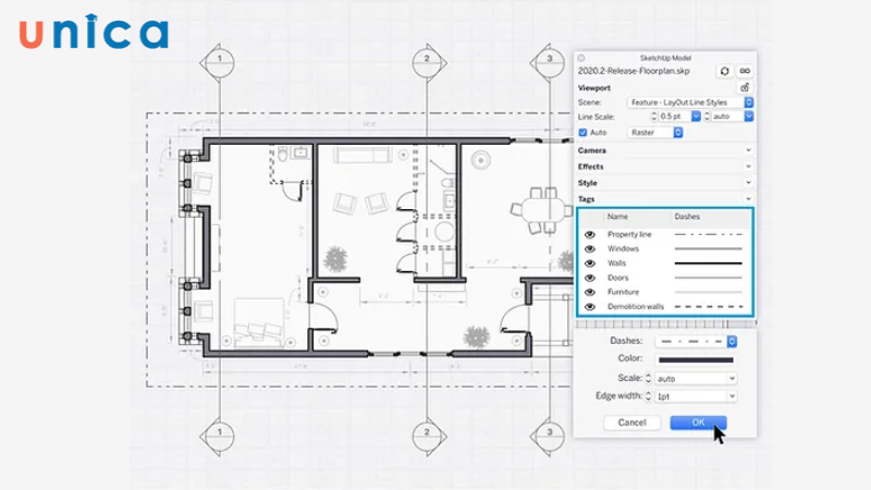 Các layour bản vẽ trong VRay sắc nét