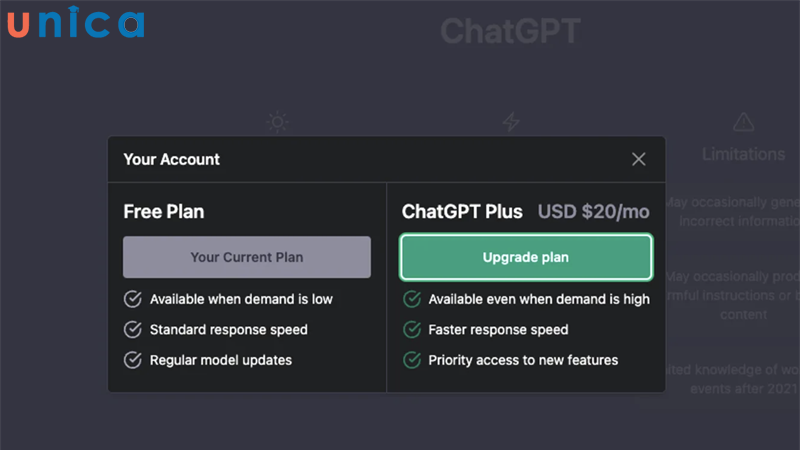 Chọn mục Upgrade Plan