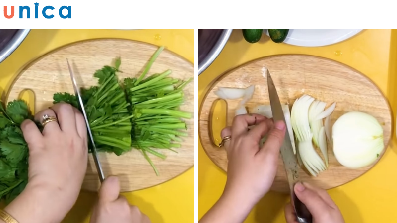 Lần lượt sơ chế các nguyên liệu khác