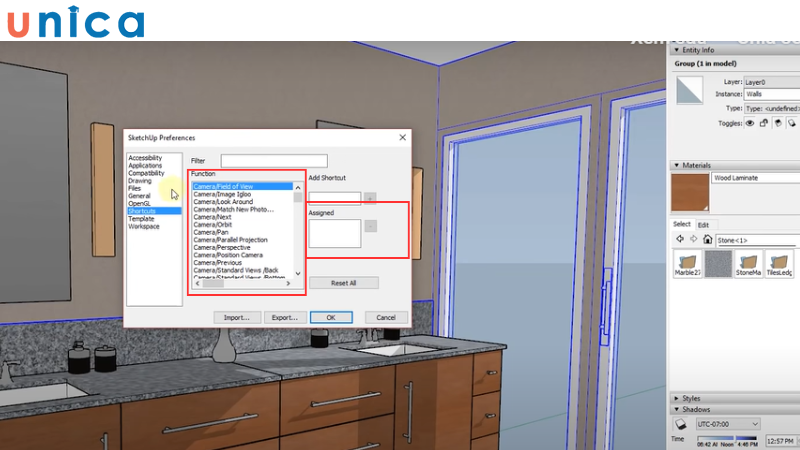 Thiết lập phím tắt ở mục Function 