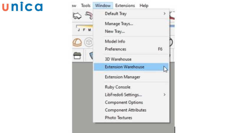 Chọn mục Extension Warehouse
