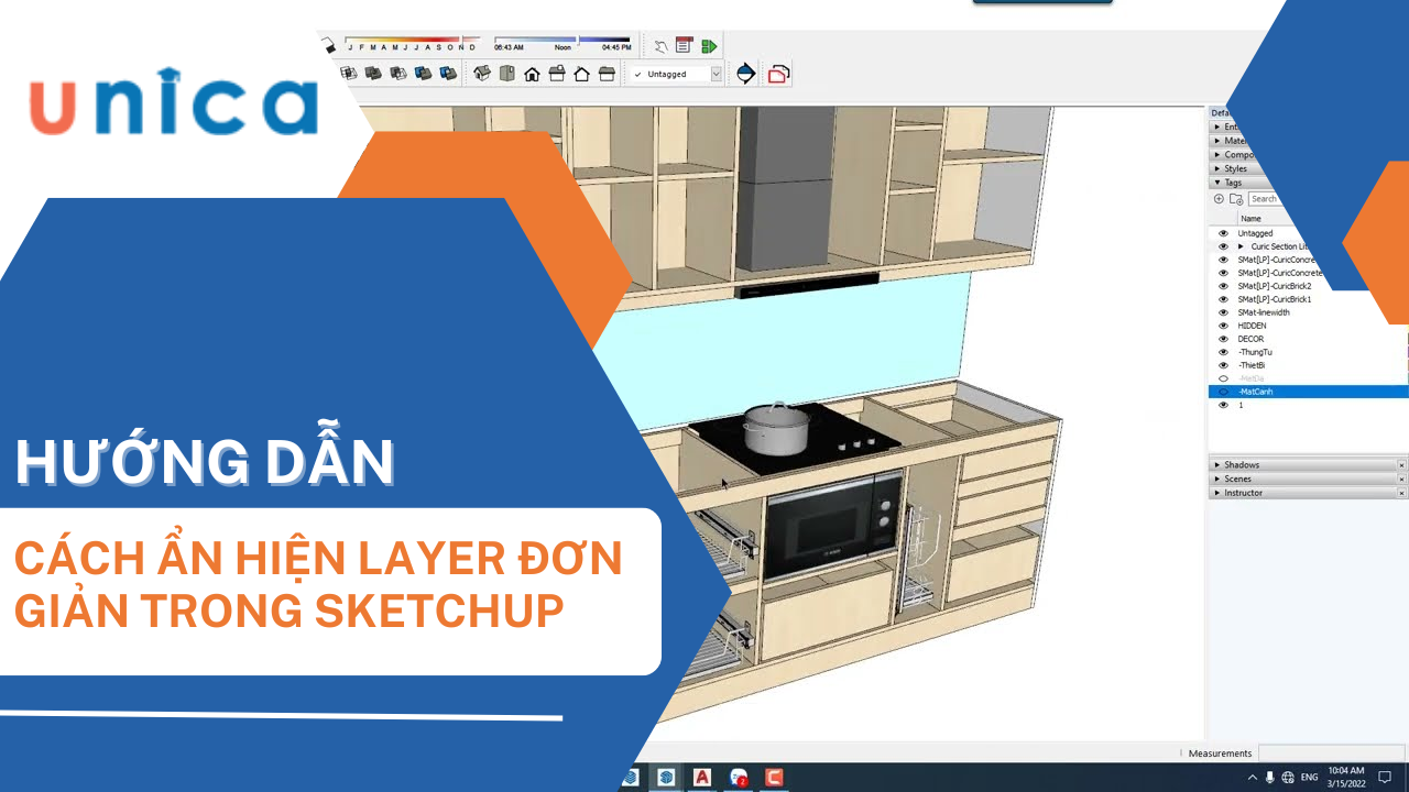 Hướng dẫn cách ẩn hiện layer trong SketchUp nhanh chóng