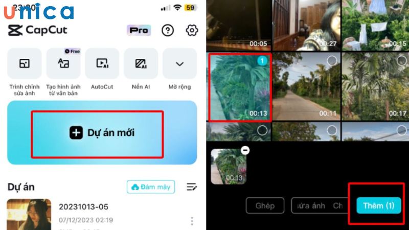 Chọn Dự án mới rồi thêm các video, hình ảnh.
