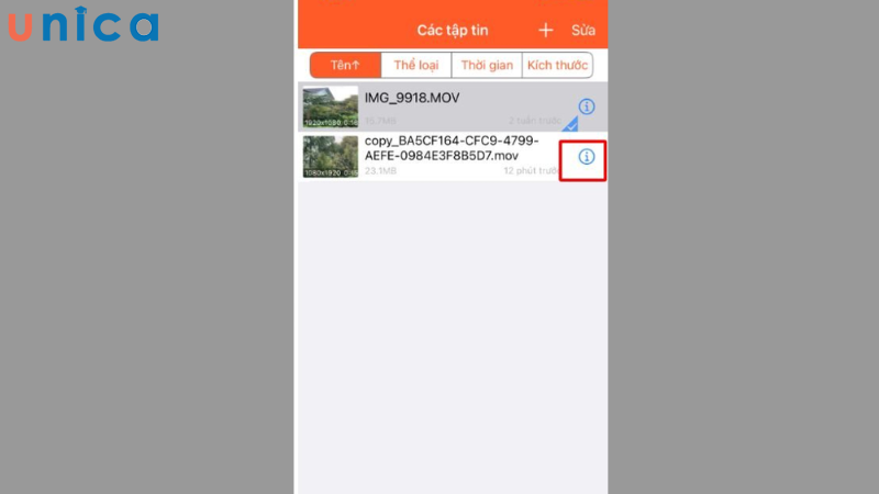 Chọn biểu tượng chữ i