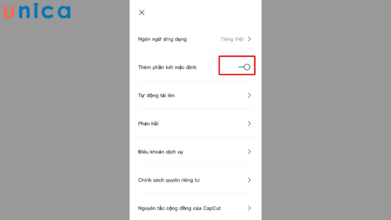 Tìm phần Thêm phần kết mặc định rồi tắt đi.