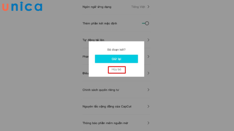 Chọn Hủy bỏ để hoàn tất quá trình cài đặt