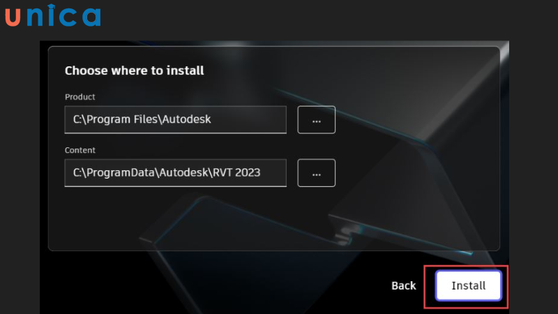 Chọn vị trí rồi ấn Install