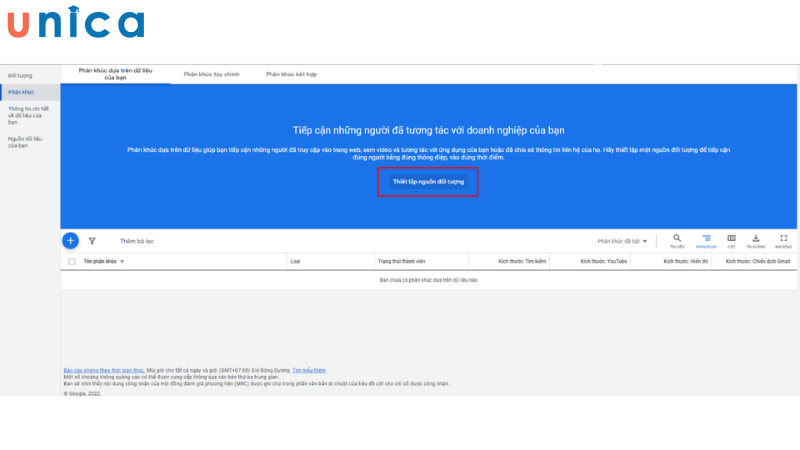 Nếu chưa có nguồn đối tượng thì chọn Thiết lập nguồn đối tượng