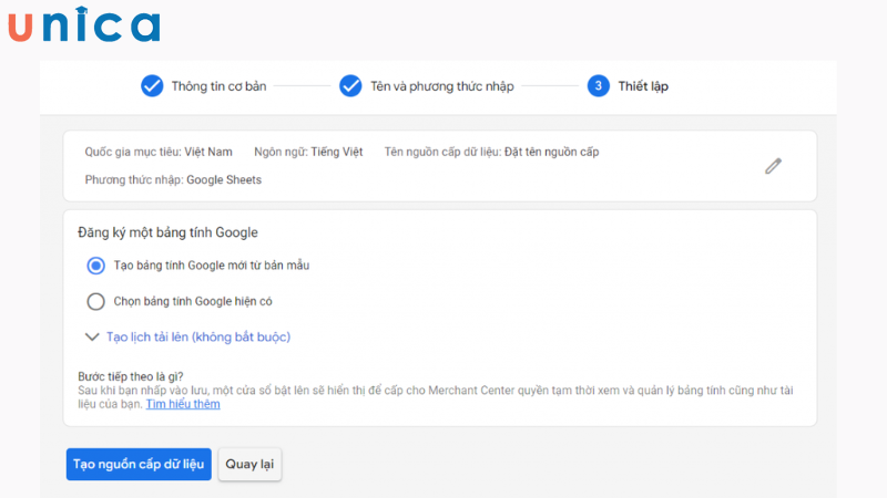 Chọn mục Tạo bảng tính Google mới từ bản mẫu