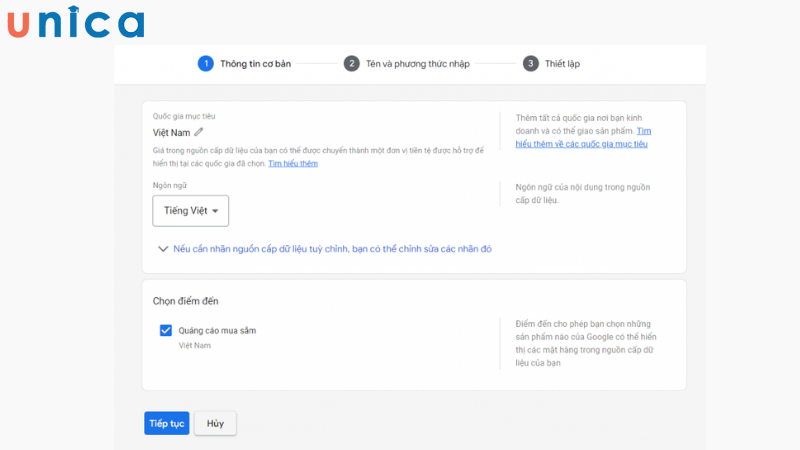Điền các thông tin quan trọng